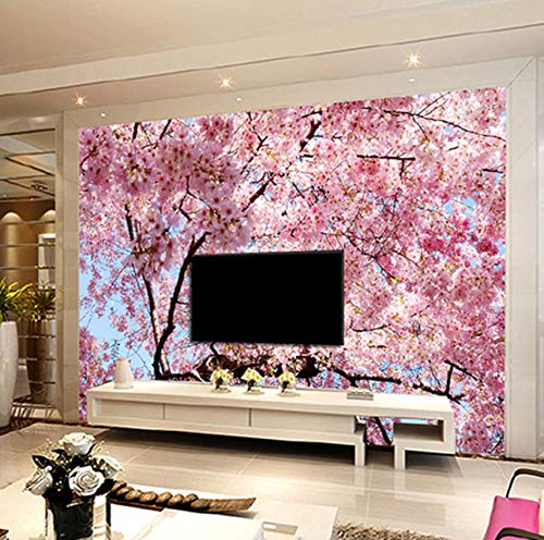 Papel De Pared Cherry Tree 3D Papel Tapiz Mural Grande Dormitorio Sala De Estar Sofá Tv Telón De Fondo Papel Tapiz Mural De Pared, 320X220Cm (125.98X86.61 In)