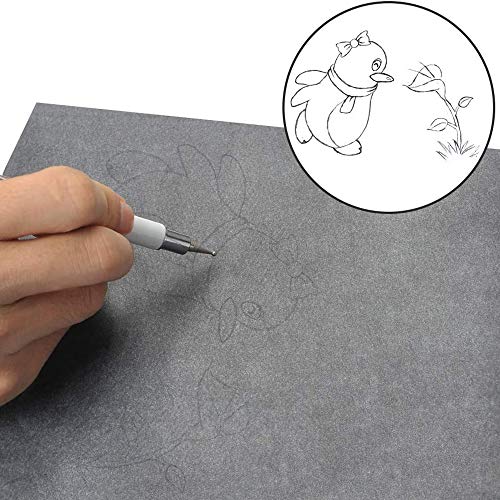 Papel de Transferencia de Carbón A4 100 Hojas Papel de Calco Copia con 5 Plumas de Sangría Se Utiliza en la Superficie de la Mayoría de los Objetos Madera Metal Textiles Vidrio Papel