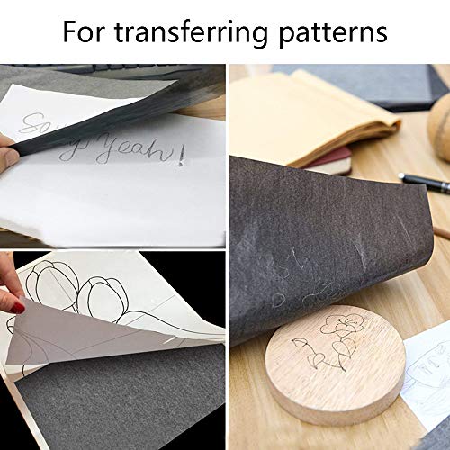 Papel de Transferencia de Carbón A4 100 Hojas Papel de Calco Copia con 5 Plumas de Sangría Se Utiliza en la Superficie de la Mayoría de los Objetos Madera Metal Textiles Vidrio Papel