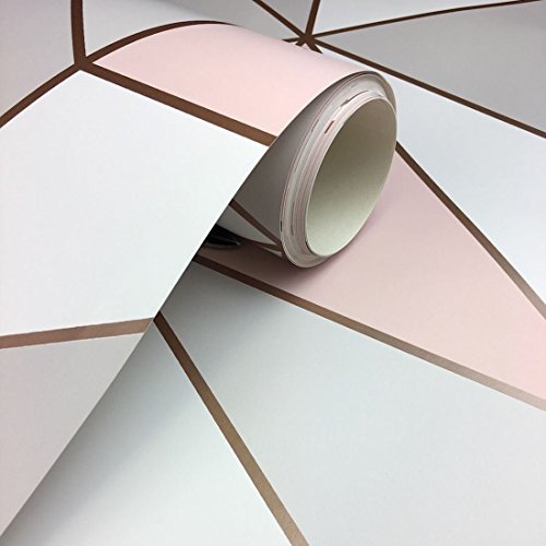 Papel pintado Apex con patrón geométrico de Fine Decor, color dorado rojizo, FD41993