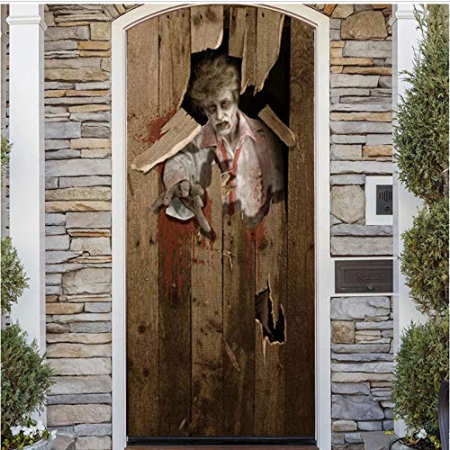 Papel Pintado De La Puerta Murales Pegatinas De Pared Vinilo Autoadhesivo De Halloween Arte Extraíble Calcomanías Para Puertas Decoración Para El Hogar De Bricolaje