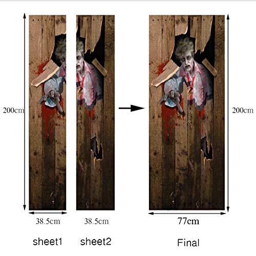 Papel Pintado De La Puerta Murales Pegatinas De Pared Vinilo Autoadhesivo De Halloween Arte Extraíble Calcomanías Para Puertas Decoración Para El Hogar De Bricolaje