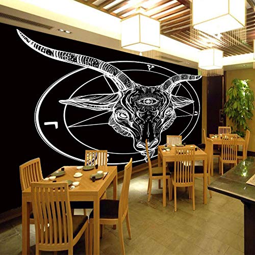 Papel Pintado Fotográfico 3D Signo de cabeza de toro Fotomurales Papel pintado tejido no tejido Decoración de Pared decorativos Murales moderna 300cm(W) x210cm(H)-6 Stripes