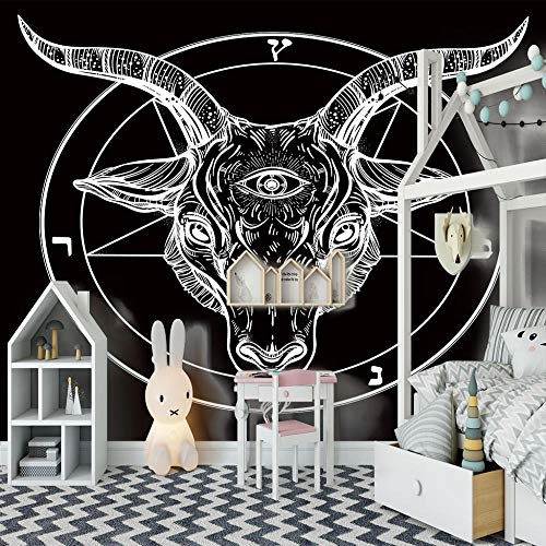 Papel Pintado Fotográfico 3D Signo de cabeza de toro Fotomurales Papel pintado tejido no tejido Decoración de Pared decorativos Murales moderna 300cm(W) x210cm(H)-6 Stripes