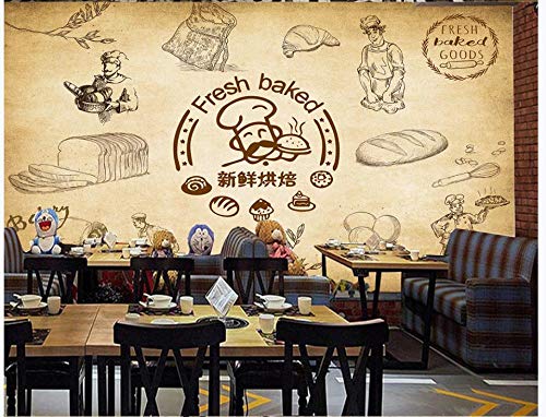 Papel Pintado Fotográfico - Panadería Retro Europea Y Americana Dibujada A Mano Panadería - No-trenzado Salón Dormitorio Despacho Pasillo Decoración murales decoración de paredes moderna 350 x 256 cm