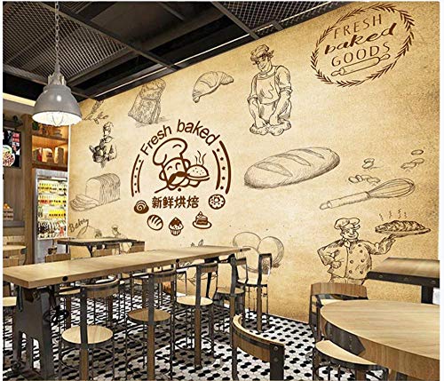 Papel Pintado Fotográfico - Panadería Retro Europea Y Americana Dibujada A Mano Panadería - No-trenzado Salón Dormitorio Despacho Pasillo Decoración murales decoración de paredes moderna 350 x 256 cm