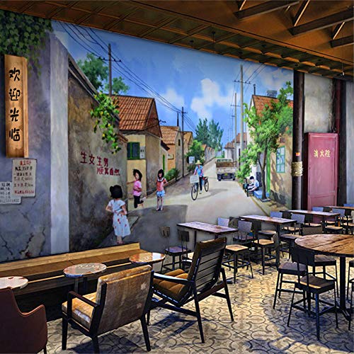 Papel Tapiz Mural Retro Nostálgico 80S Pinchos Kebab Brochetas Barbacoa Carretera Picante Mariscos Caliente Olla Restaurante Fondo De Pantalla-300Cmx210Cm