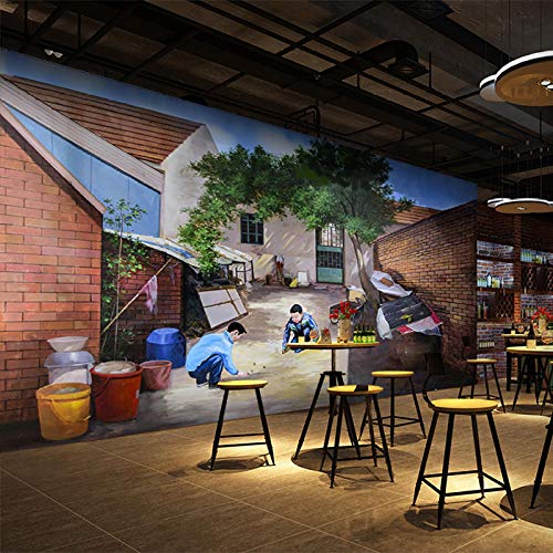 Papel Tapiz Mural Retro Nostálgico 80S Pinchos Kebab Brochetas Barbacoa Carretera Picante Mariscos Caliente Olla Restaurante Fondo De Pantalla-300Cmx210Cm