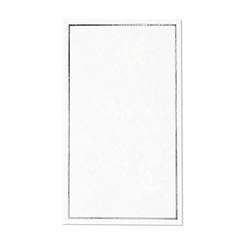 Paquete de 100 tarjetas de lugar – pequeñas tarjetas de tienda de campaña, paneles de mesa plegables con borde de lámina plateada, ideal para bodas, banquetes, eventos, 5 x 8,9 cm