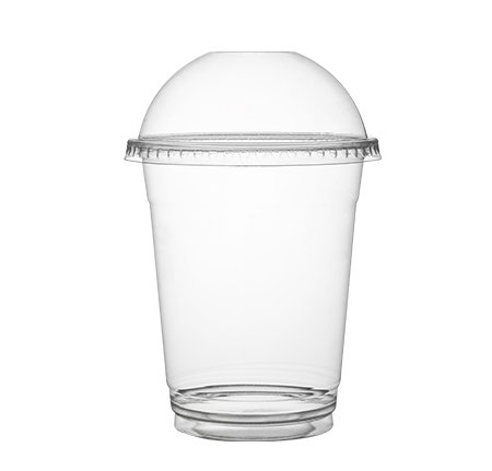 Paquete de 100 tazas de plástico con tapas/tazas de café de hielo con tapas de cúpula/tazas de batido - 340 ml