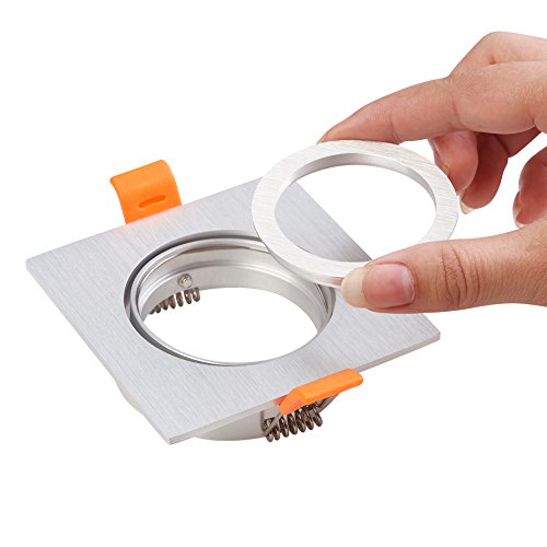 Paquete de 2 soportes de luz LED para techo, cuadrados, 65 mm de recorte ajustable