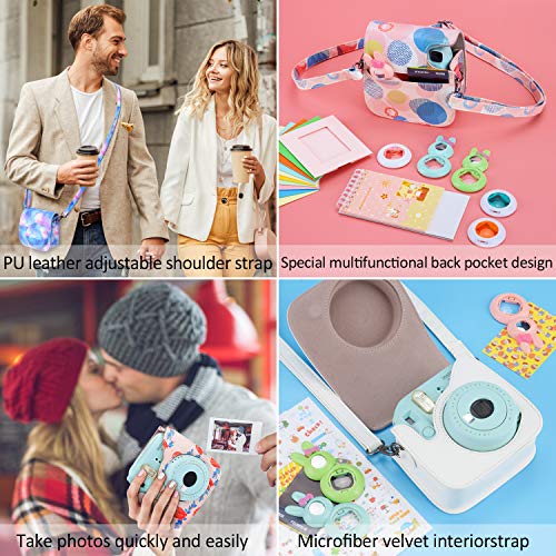 Paquete de Accesorios para cámara Bsuuy Instax Mini 9 para FujiFilm Instax Mini 9 8 8+ con Estuche Mini 9 / álbum/Lente Selfie/filtros/Pegatina de Camara (12 en 1 Blanco Ahumado)