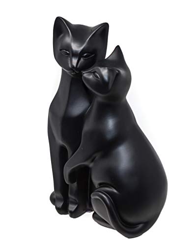 Par de gatos blancos estilizados figuritas – Mr & Mrs Cat adorno para los amantes de los gatos, resina, negro, 21 x 16 x 12cm