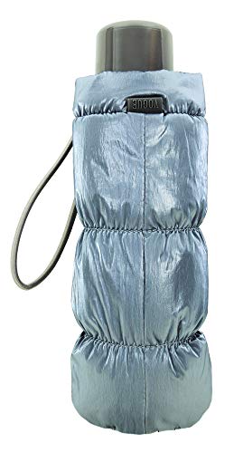 Paraguas Vogue micromini. Sólo Pesa 180 Gramos. Medida Cerrado 17 cm. Funda Estilo Anorak. Protección Solar +50, antiviento y Acabado Teflón (Azul)