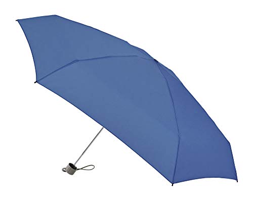 Paraguas Vogue micromini. Sólo Pesa 180 Gramos. Medida Cerrado 17 cm. Funda Estilo Anorak. Protección Solar +50, antiviento y Acabado Teflón (Azul)