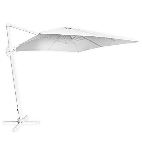 Parasol excéntrico de Aluminio Blanco con ventilación para hostelería de 300 cm Garden - LOLAhome