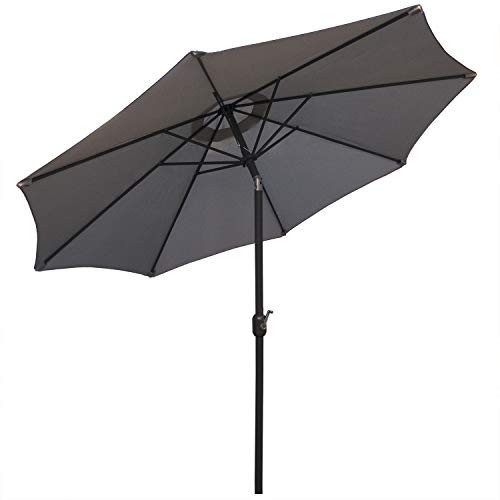 Parasol para jardín de Aluminio, Mástil Central, Redondo 300 cm, Salida de Viento, Tela gramaje 200 gr Color Gris Claro