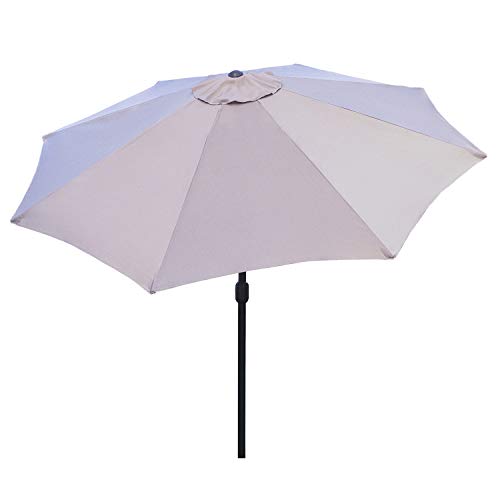 Parasol para jardín de Aluminio, Mástil Central, Redondo 300 cm, Salida de Viento, Tela gramaje 200 gr Color Gris Claro
