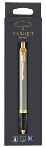 Parker IM - Bolígrafo, Blíster Paquete, color Acero (Brushed Metal Golden trim)