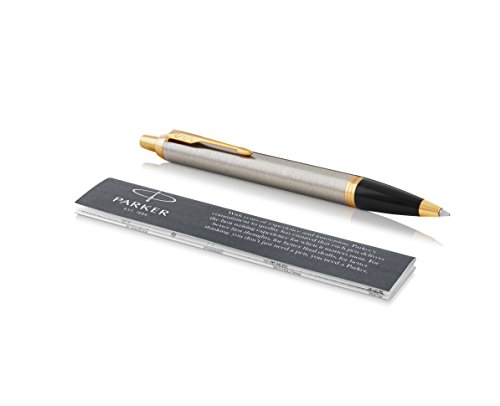 Parker IM - Bolígrafo, Blíster Paquete, color Acero (Brushed Metal Golden trim)
