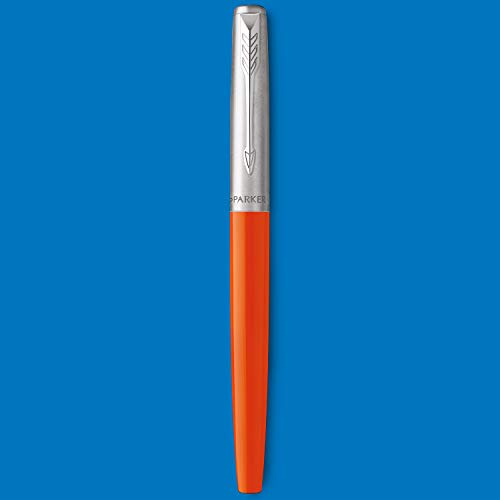 Parker Jotter Originals Pluma Estilográfica, Acabado Naranja Clásico, Plumín Mediano, Tinta Negra Y Azul