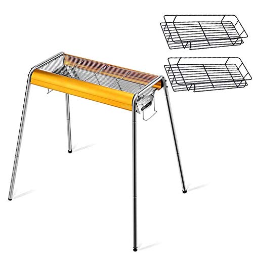 Parrillas de Barbacoa al Aire Libre Carbón de leña Parrillas de carbón portátiles Altura Plegable al Aire Libre Ajustable 43 u 82 cm Gran ventilación Tanque de carbón de extracción Lateral 2