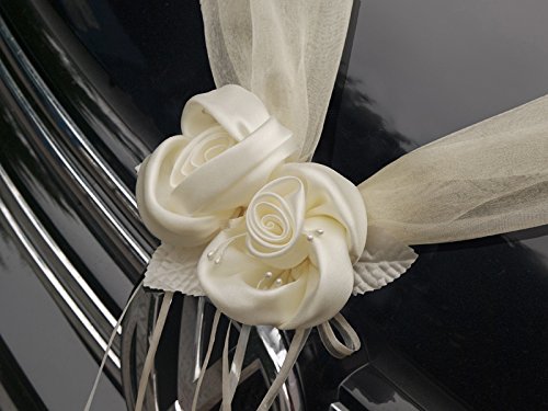 Partydeco - Guirnaldas de organza con flores de satén para decorar coches de boda
