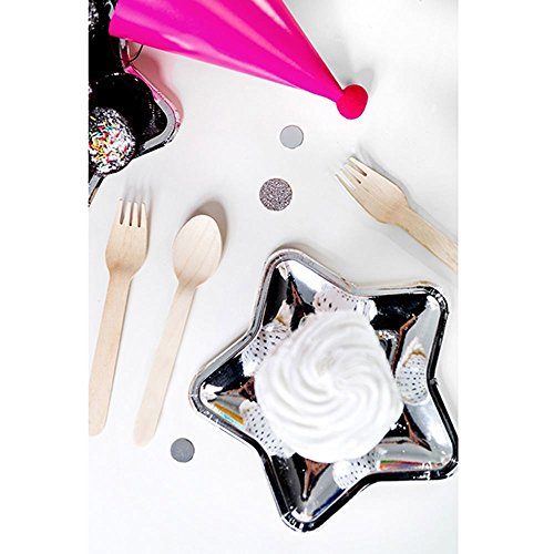 PartyDeco TPP11-018 CF 6 platos con forma de estrella, plata