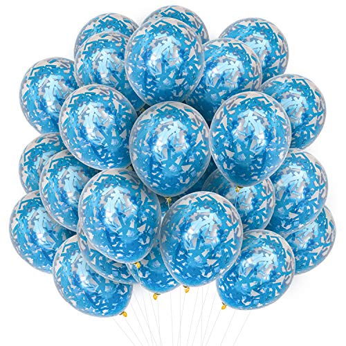 PartyWoo Globos Azules 50 Piezas Globos de Confeti Azul de 12 Pulgadas