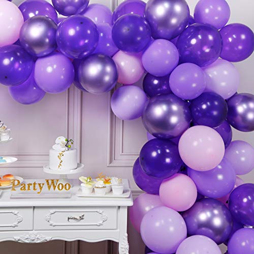 PartyWoo Globos Morados, Globos de Helio 70 Piezas 12 Pulgadas Globos Morado Lilac Globos Globo Violeta Globos Lavanda y Globos Morados Metalizados para Fiesta Cumpleaños, Boda Fiesta