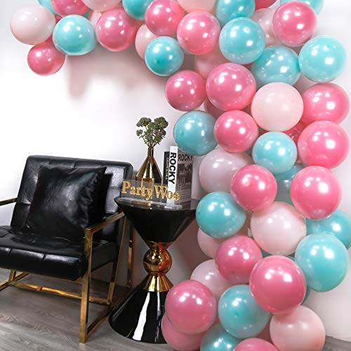 PartyWoo Globos Rosa Verde Menta, 70 Piezas Globo Rosa Pastel Globos Menta Globos Rosas Globos Latex para Fiesta Rosa, Decoracion Bautizo Rosa, Decoracion Cumpleaños Rosa, Decoracion Fiesta