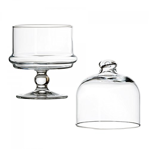 Pasabahce Patisserie Mini de Cristal con campana, pequeño soporte para tarta redondo, diámetro 115 mm, H 185 mm, plato para servir (en la base, rellenable, para Bombones y Pasteles