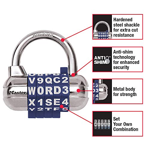 Password Plus Combination Lock, Hardened Steel Shackle, 2 1/2'' Wide, Silver, Sold as 1 Each