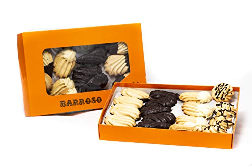 Pastas de Té Artesanas Barroso. Surtido de Pastas de Mantequilla, con Cobertura de Chocolate Blanco y Negro. 35-37 unidades. Peso Neto 520 gramos.