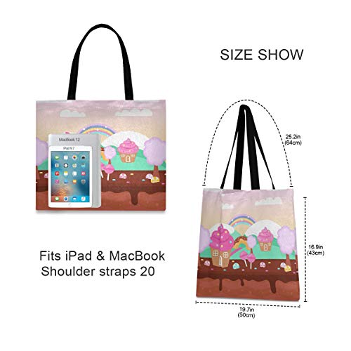 Pastel De Chocolate Rosa Bolsa de Mano de Compra Reutilizable Portátil Bolsa al Hombro ecológica para viajes Mujeres Niñas