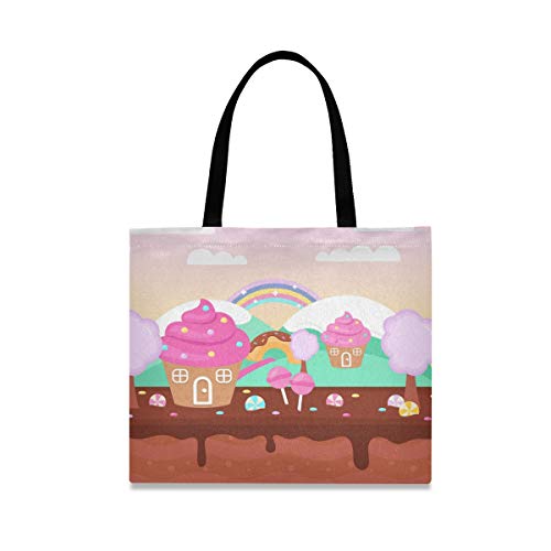 Pastel De Chocolate Rosa Bolsa de Mano de Compra Reutilizable Portátil Bolsa al Hombro ecológica para viajes Mujeres Niñas