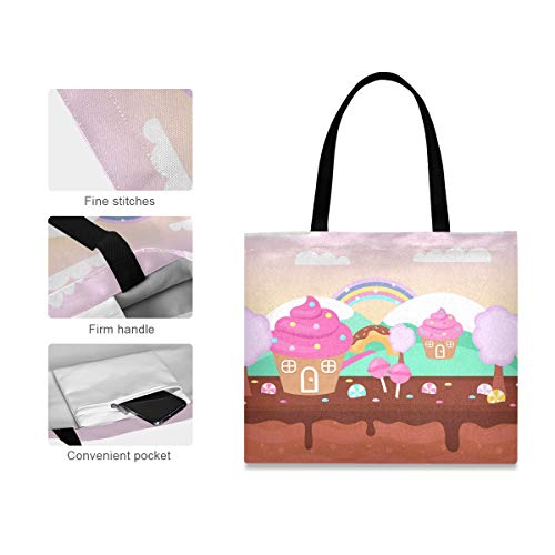 Pastel De Chocolate Rosa Bolsa de Mano de Compra Reutilizable Portátil Bolsa al Hombro ecológica para viajes Mujeres Niñas