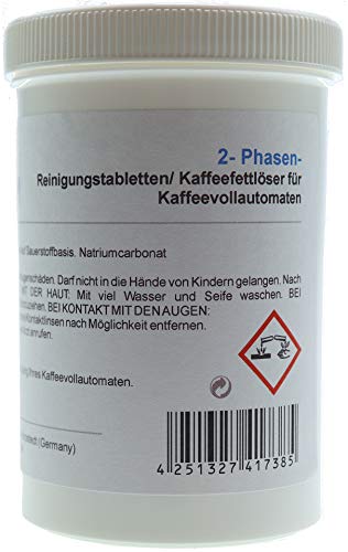 Pastillas de limpieza Piebert de 2 fases compatibles / pieza de repuesto para cafeteras automáticas | 40 pastillas en lata de 3,5g