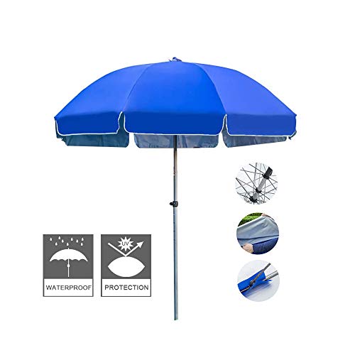 patio umbrella Sombrilla para Playa 240 Cm Sombrilla para Terraza Exterior Paño De Paraguas De Dos Capas Engrosado Sombrillas De Playa Anti UV Impermeable/4 Colores