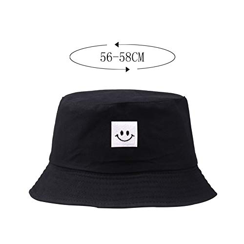 Patrón del Sombrero Bordado Cubo Cuadrado Cap Smiley Unisex Algodón Pescador Sombrero De Sol Al Aire Libre Plegable Gorra Plana para Las Mujeres De Los Hombres