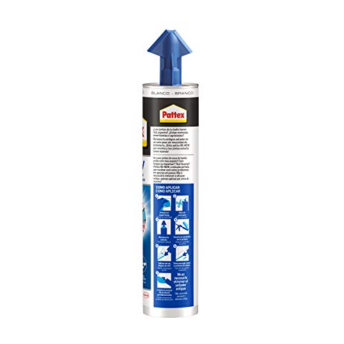 Pattex RE-NEW en cartucho, silicona blanca para sanitarios, blanqueador de juntas para baños, sellador universal impermeable con triple resistencia al moho, 1 x 280 ml