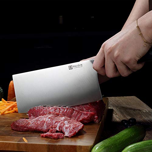 PAUDIN - Cuchillo chino de 17 cm afilado de acero HC con mango G10, resistente al óxido y al desgaste, fácil de limpiar