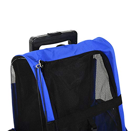 PawHut Transportin Carrito Perro 2 en 1 Mochila Carrito 36x30x49 cm Mascotas Perro Gato Azul