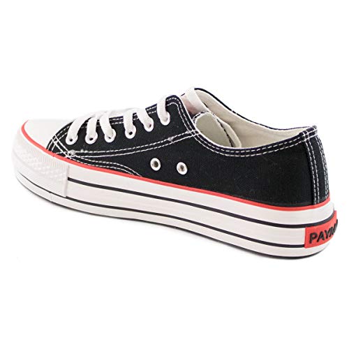 PAYMA - Zapatillas Botas de Lona para Mujer y Hombre. Bambas Playeras de Deporte Casual Caminar. Piso Doble y Sencillo. Negras Blancas Rojas