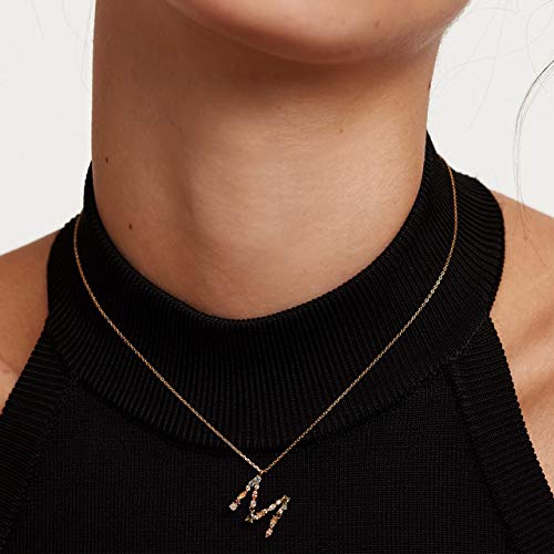 PDPAOLA - Collar Letra M - Plata de Ley 925 Bañada en Oro de 18k - Joyas para Mujer