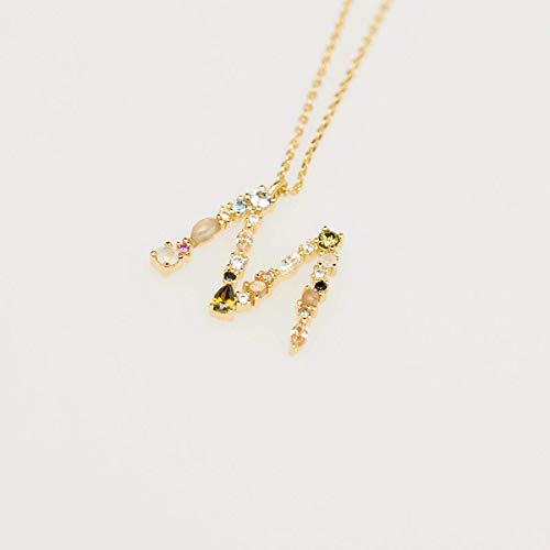 PDPAOLA - Collar Letra M - Plata de Ley 925 Bañada en Oro de 18k - Joyas para Mujer