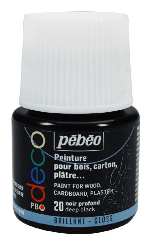 Pébéo 092020 20 Deep Black - Pintura acrílica (Brillante, 45 ml), Color Negro Intenso