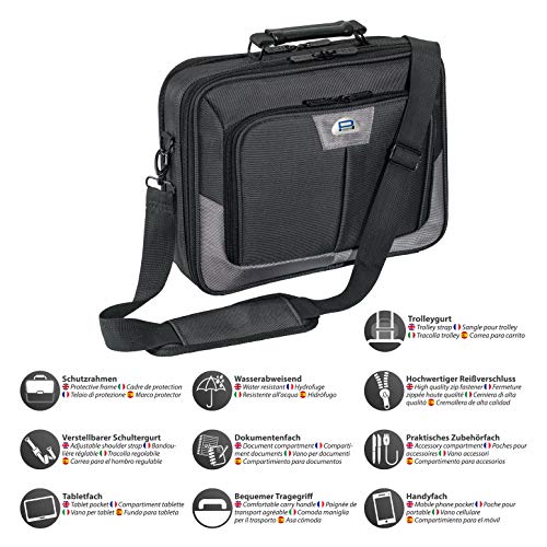 Pedea Premium Bolsa Bandolera Para Portátil Con Cerradura de Cable de Seguridad, 37 cm, Gris