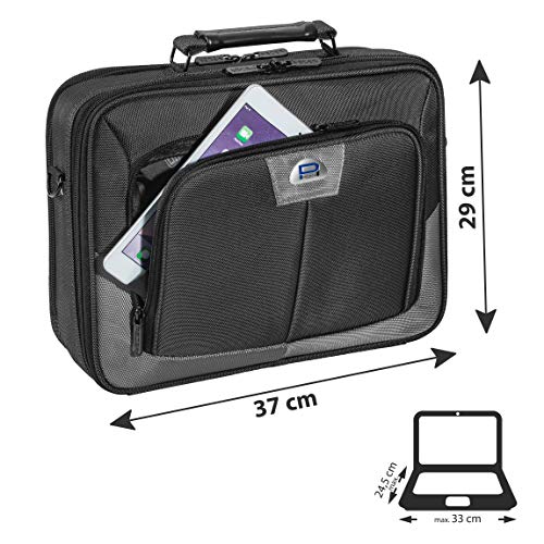 Pedea Premium Bolsa Bandolera Para Portátil Con Cerradura de Cable de Seguridad, 37 cm, Gris