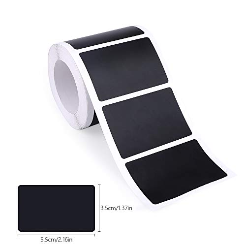 Pegatina de Pizarra, hicoosee Marcadores Adhesivos Pegatina Reutilizable con 1 Tiza Blanco Marcador, Borrable Pizarra Extraíble Borrable para Decorar Tarros,Vino,Despensa,Hogar y Oficina 200 Piezas